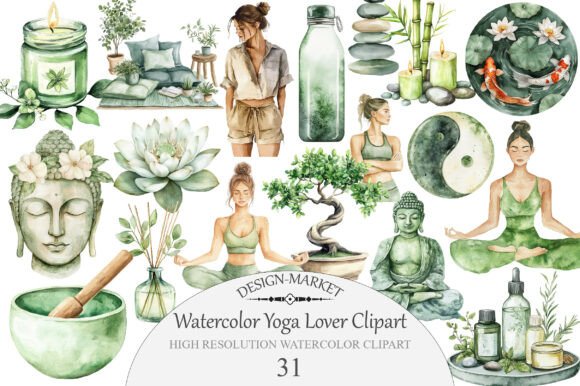 Download Watercolor Yoga Lover Clipart - Love Collection