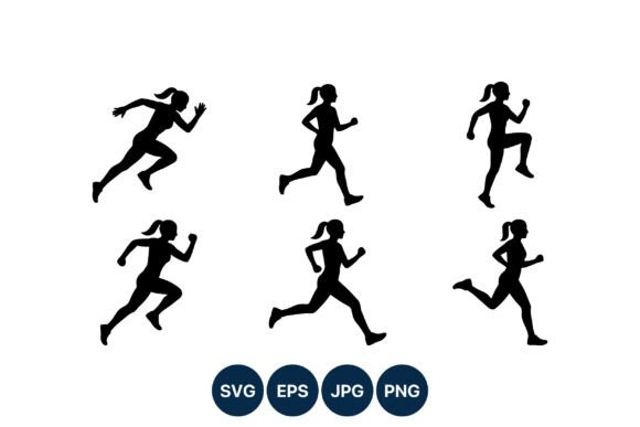 Download Female Runner Silhouette Vector Set - Runner Collection