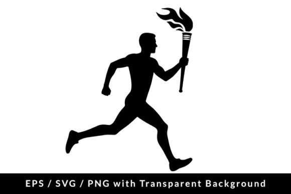 Download Runner with Torch Silhouette SVG PNG EPS - Runner Collection