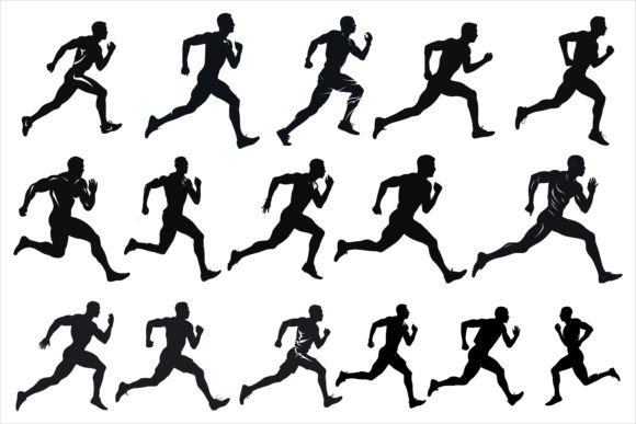 Download Running Sprint Man Black Silhouette Set - Sprint Collection