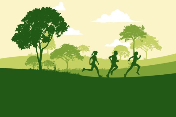 Download Runner Marathon in the Forest Silhouette - Runner Collection