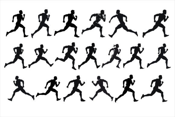 Download Running Sprint Man Black Silhouette Set - Sprint Collection