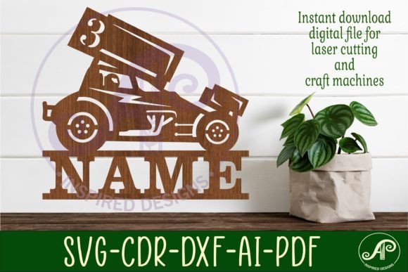 Download Dirt Racer Sprint Car Name Sign Svg - Sprint Collection