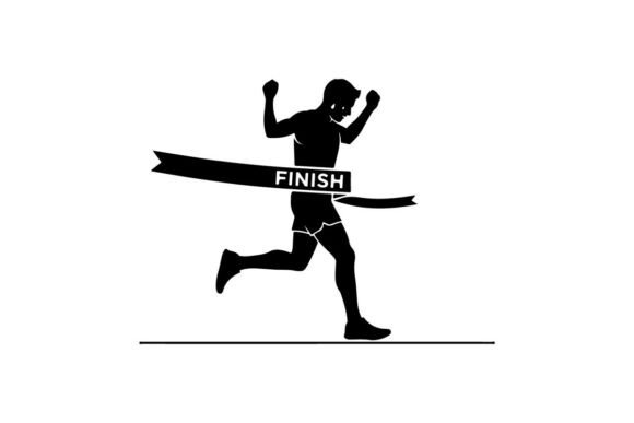 Download Runner Crossing Finish Line Victory Flat - Runner Collection