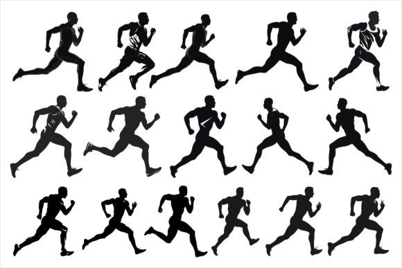 Download Running Sprint Man Black Silhouette Set - Sprint Collection