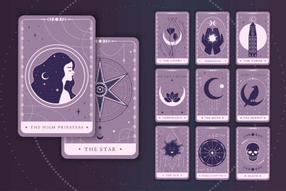 Download Celestial Tarot Cards Purple Set - Celestial Collection