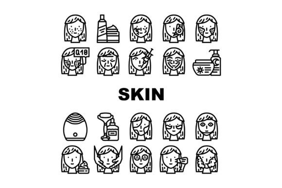 Download Facial Skin Care and Treatment Icons Set - Premium Resources
