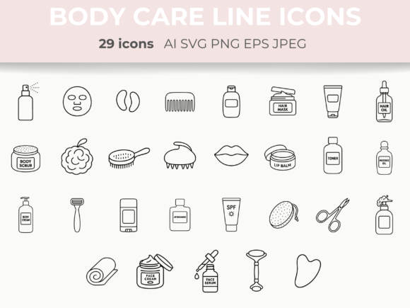 Download Skin, Hair &amp; Body Care Line Icons SVG - Premium Resources