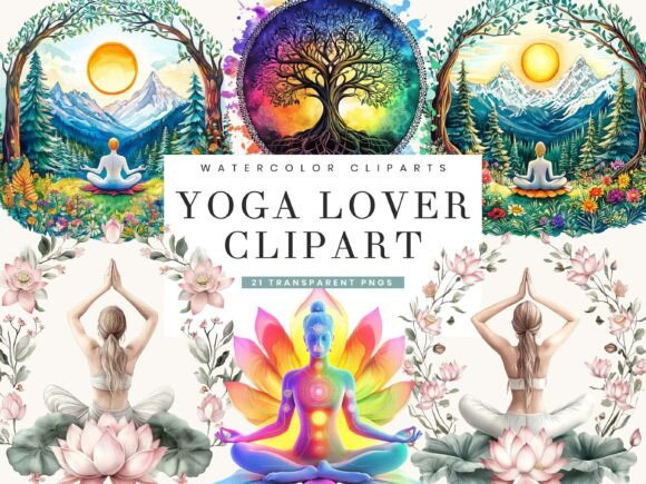 Download Watercolor Yoga Lover Clipart Bundle - Love Collection