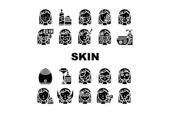 Download Facial Skin Care and Treatment Icons Set - Premium Resources