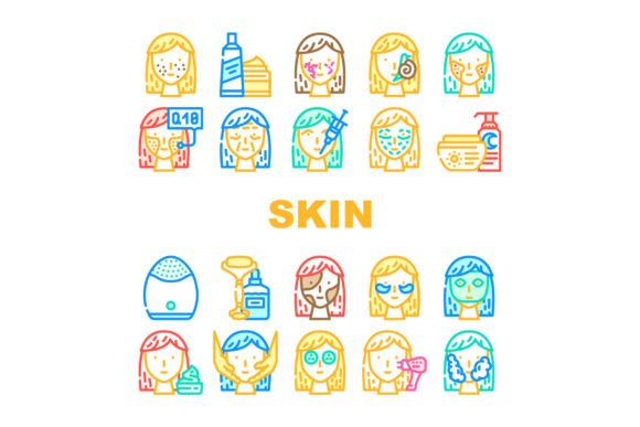 Download Facial Skin Care and Treatment Icons Set - Premium Resources